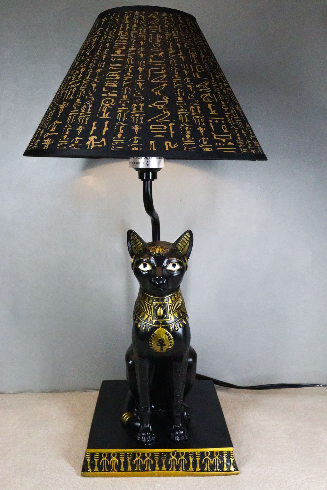 Ebros Egyptian Goddess of Home Bastet Cat Table Lamp Sculpture with Shade