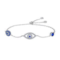 100% 925 Sterling Silver Blue Zircon Evil Eyes Bracelet Guardian Eye Chain for Women Gift Fine Jewelry SCB089