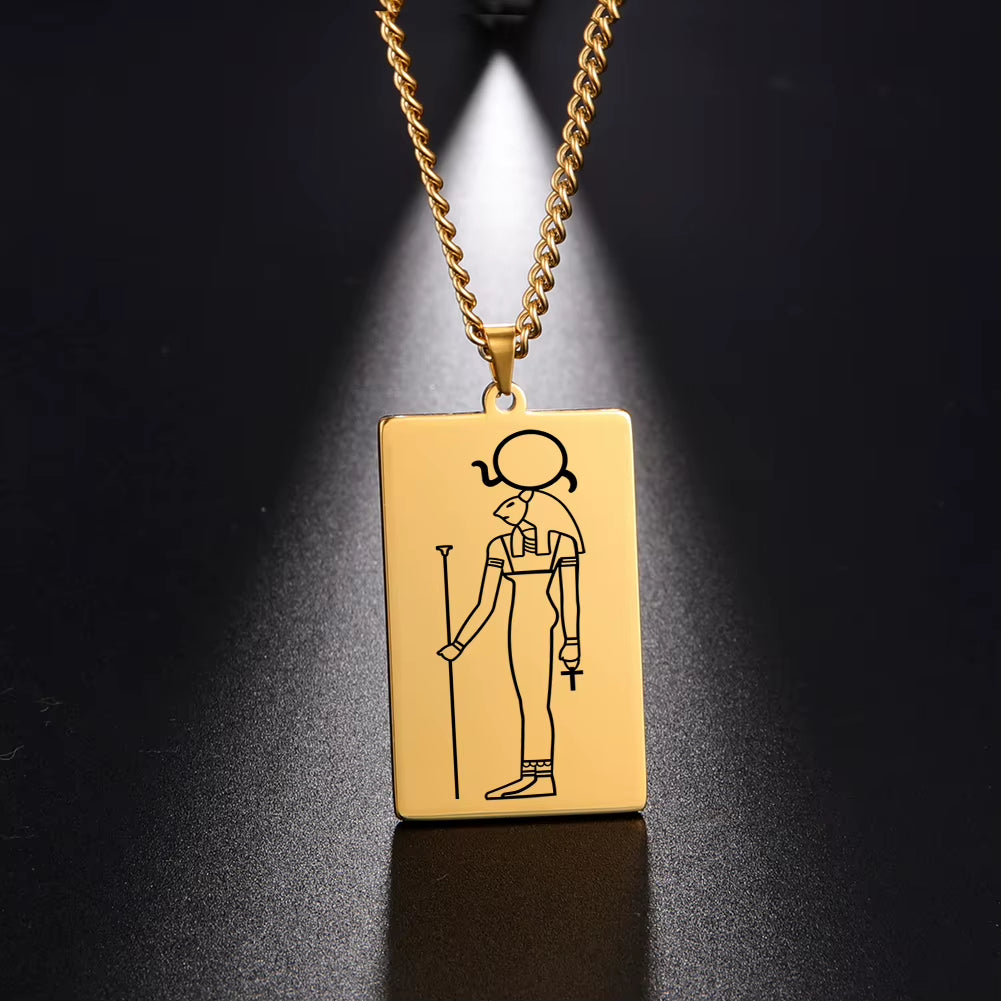 Gold Plated 15 Egyptian God Talisman Pendant Men Women Necklace Egypt God of Magic Wisdom Thoth Ibis-Head Amulet Jewelry Gifts