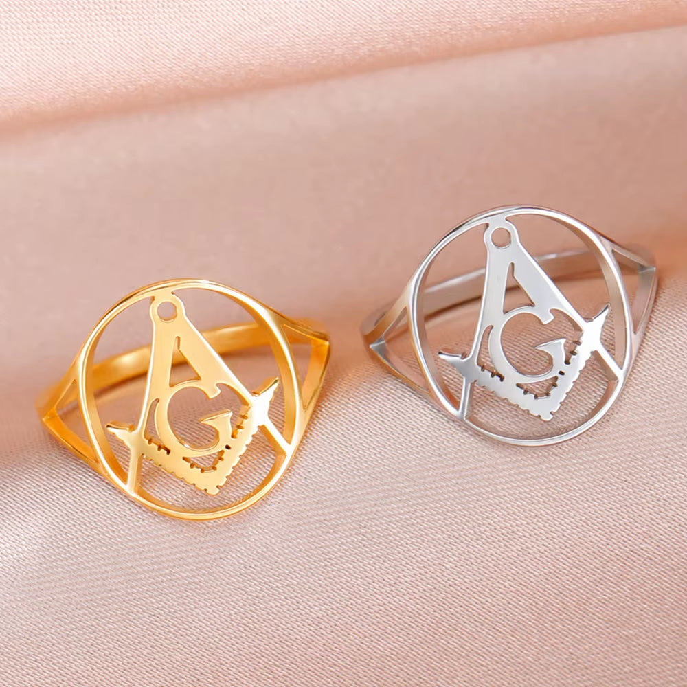Masonic Ring for Men Mason Ring Masonic Freemason Symbol Ring Vintage Retro Religious Amulet Stainless Steel Jewelry