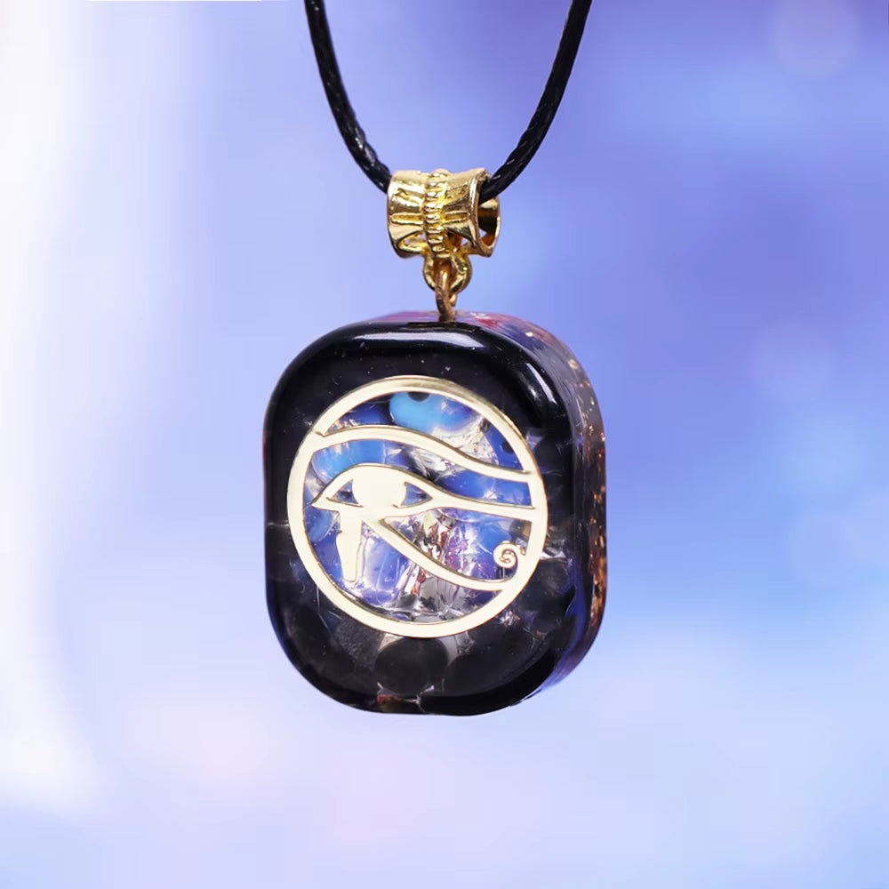 Eye of Horus Necklace Orgone Pendant Egyptian Ancient Wedjat Eye of Ra Horus Symbol of Protection Mens' Amulet Protective