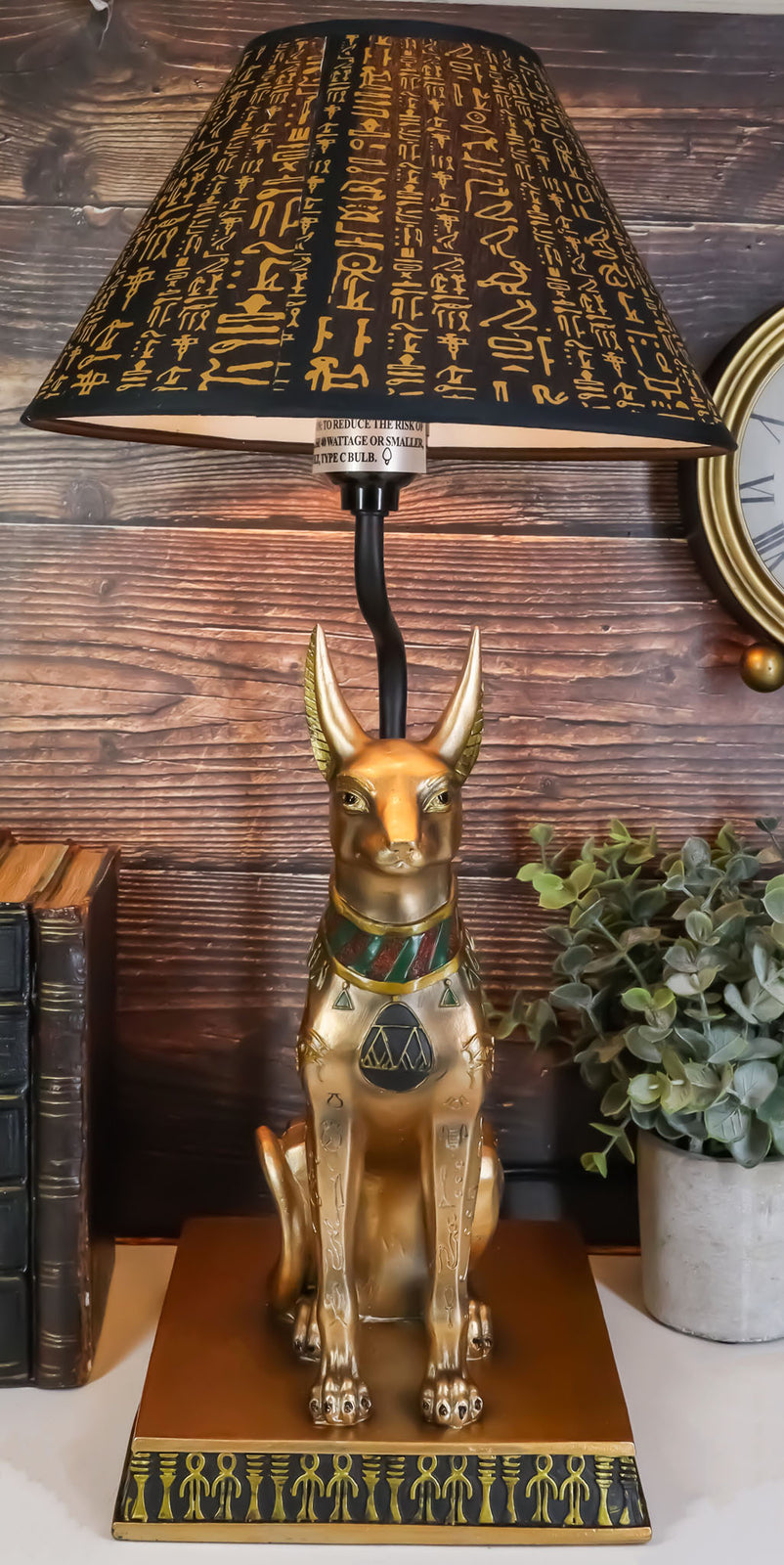 Bronzed Egyptian God of Afterlife Death and Mummies Anubis Table Lamp Statue