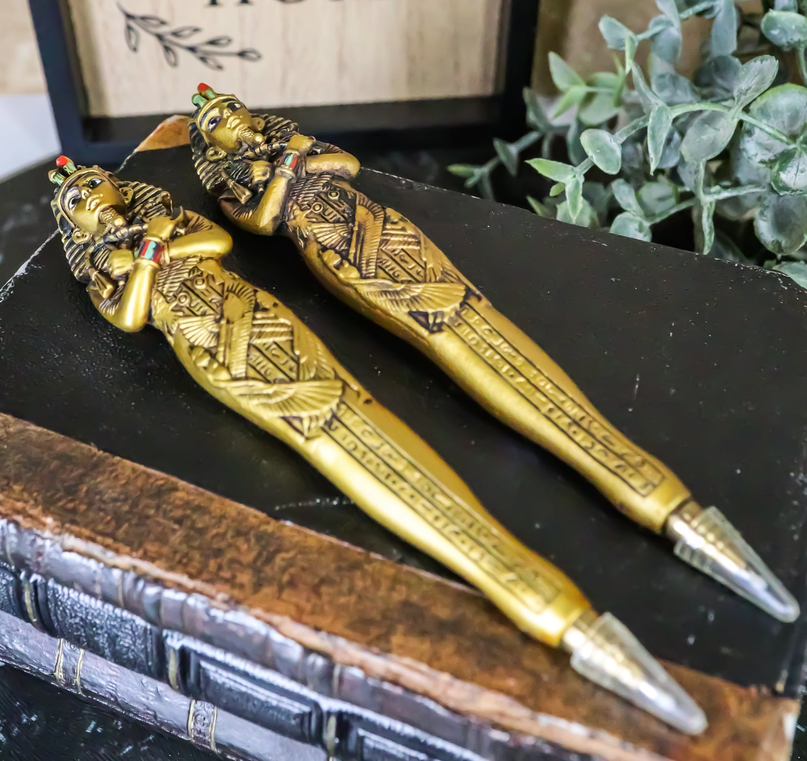 Pack of 6 Egyptian Mask of King TUT Pharaoh Sarcophagus Figurine Ballpoint Pens