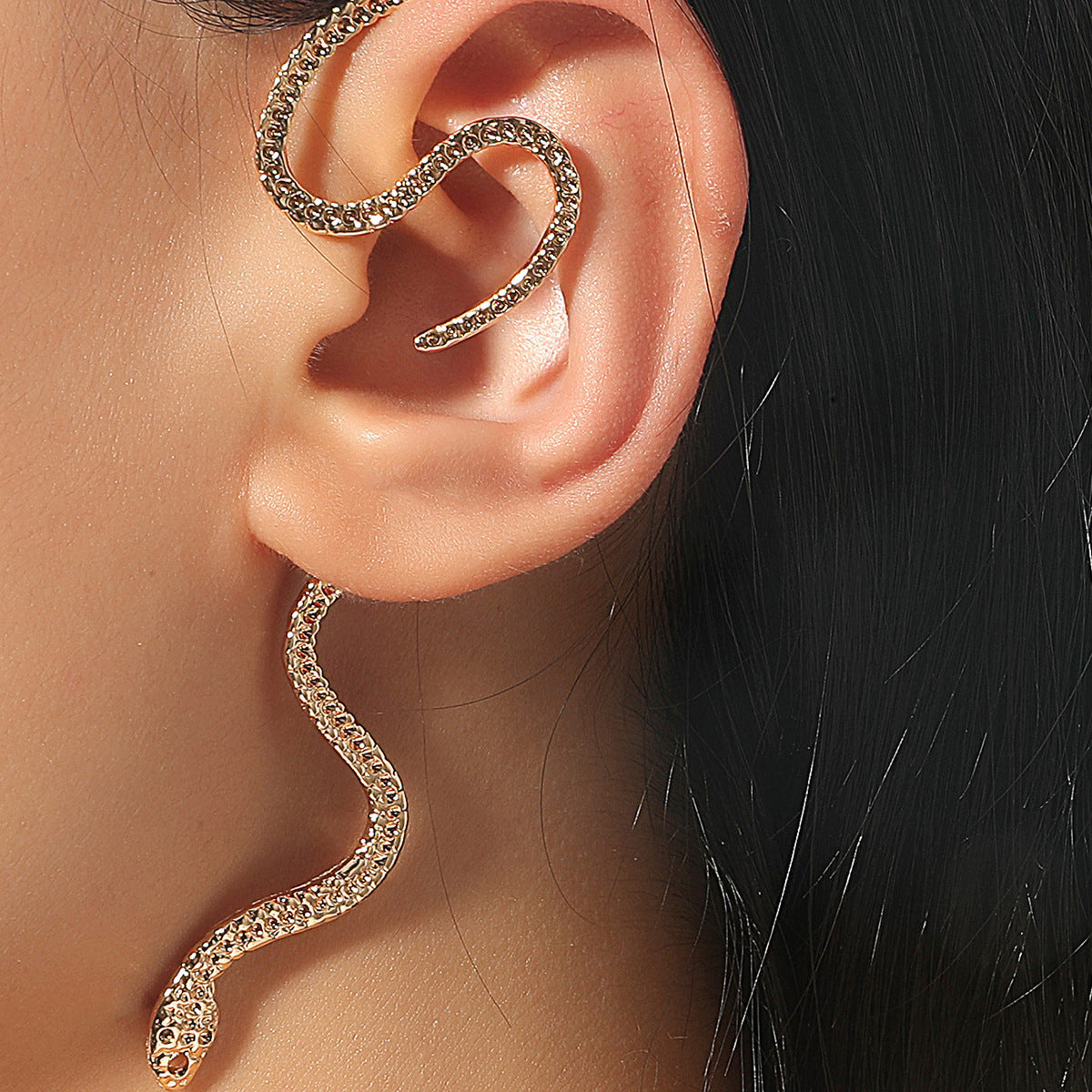 Non-Hole Ear Clip Vintage Zircon Snake-Shaped Earrings for Women Exaggerated Fake Cartilage Ear Cuff Fashion Jewerly Gifts