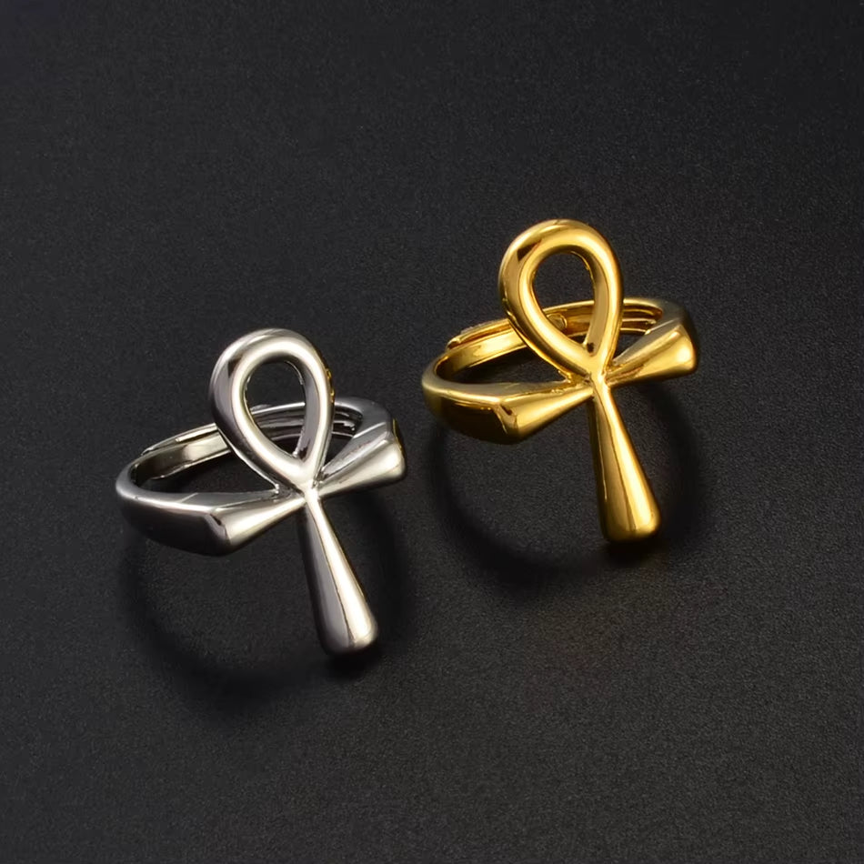 Ankh Ring for Women Girls African Egyptian Cross Charms Finger Ring Jewelry Egypt Hieroglyphs Nile Key @246206