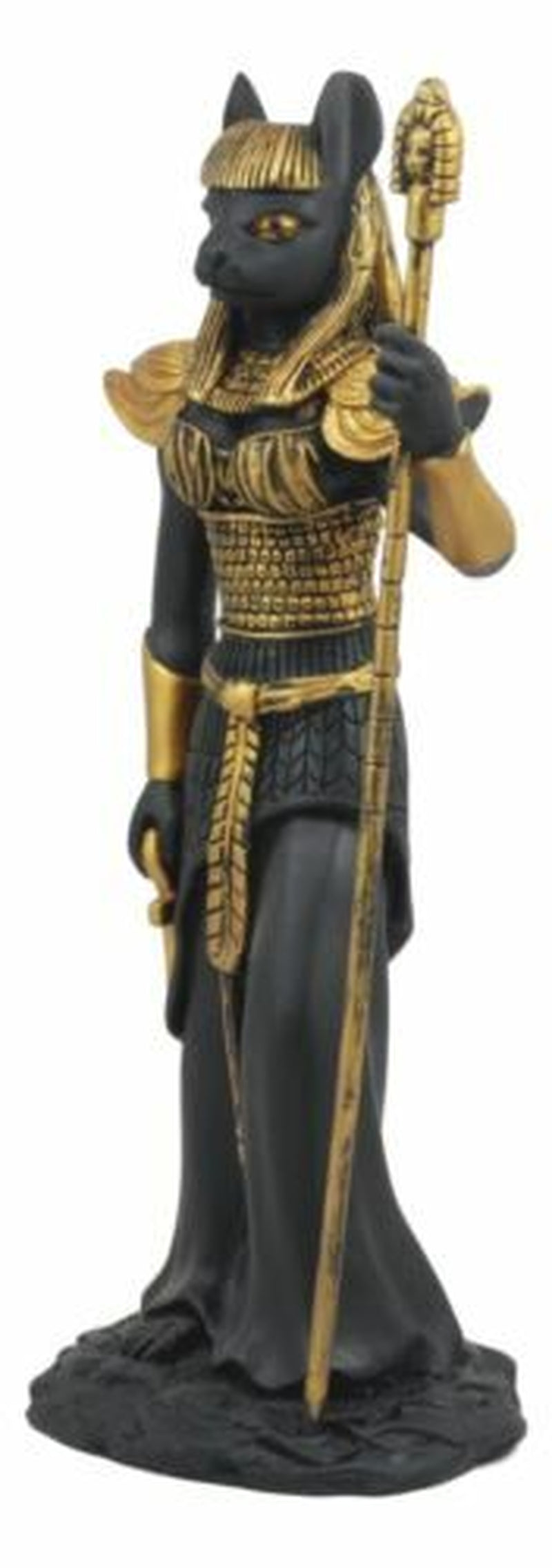 Egyptian Goddess Bastet Cat Statue 11"H Ubasti Goddess of Protection Health Home