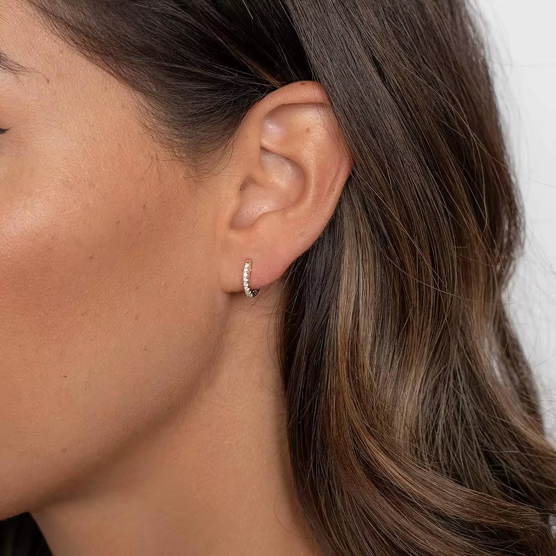 925 Sterling Silver Cubic Zirconia Ear Cuffs 18K Gold Plated Cartilage Hoop Huggie Earrings for Women Stackable Jewelry