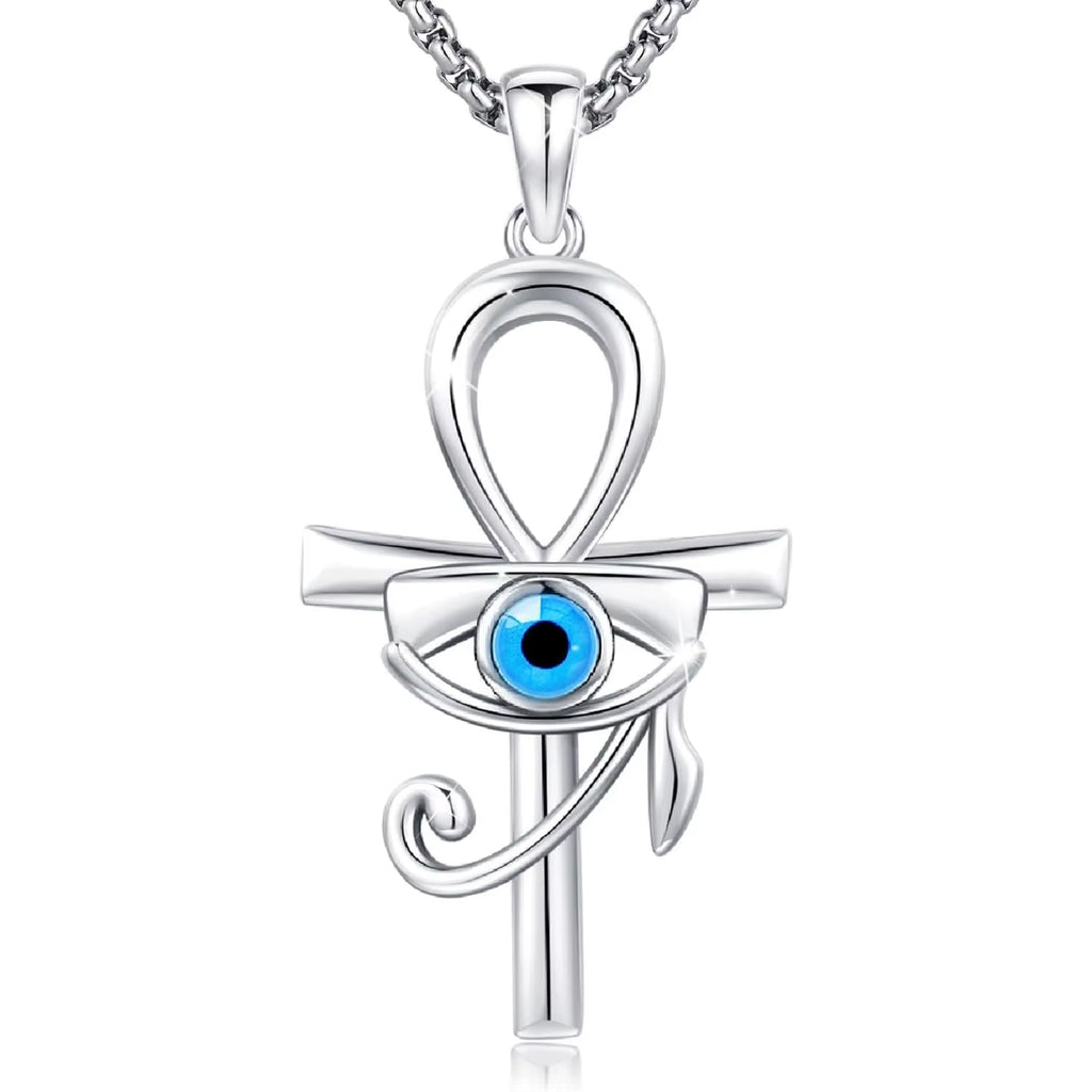 Eye of Horus Necklace 925 Sterling Silver Evil Eye Pendant Jewelry Gifts for Women Men Birthday Halloween Thanksgiving Christmas