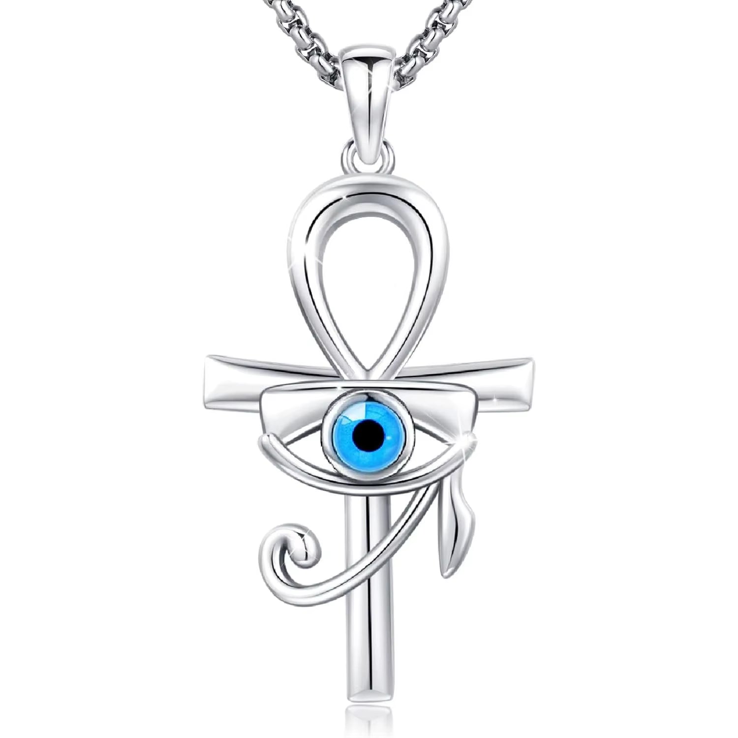 Eye of Horus Necklace 925 Sterling Silver Evil Eye Pendant Jewelry Gifts for Women Men Birthday Halloween Thanksgiving Christmas