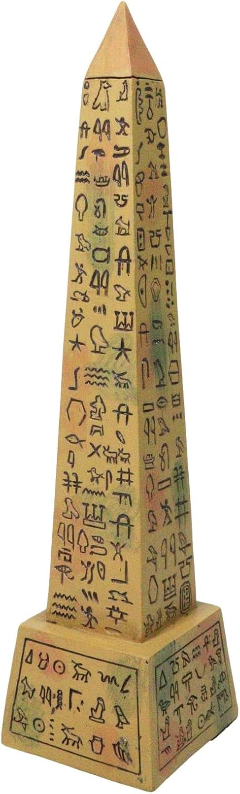 Ebros Egyptian Temple of Ra Desert Obelisk with Hieroglyphs Statue 8" Tall Ancient Egypt Landmark Obelisks Pillar Tower Figurine (Sandstone Brown)