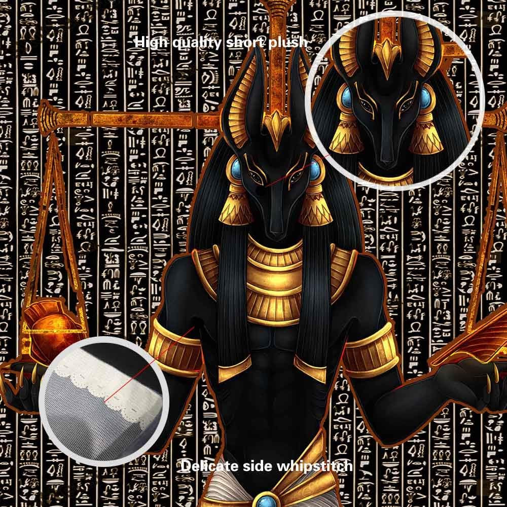 Egyptian Anubis Statue Tapestry Ancient Egypt Religious Mythical Tapestries 80 X60 Inch Egyptian Hieroglyphs Wall Art Decor for Living Room and Bedroom