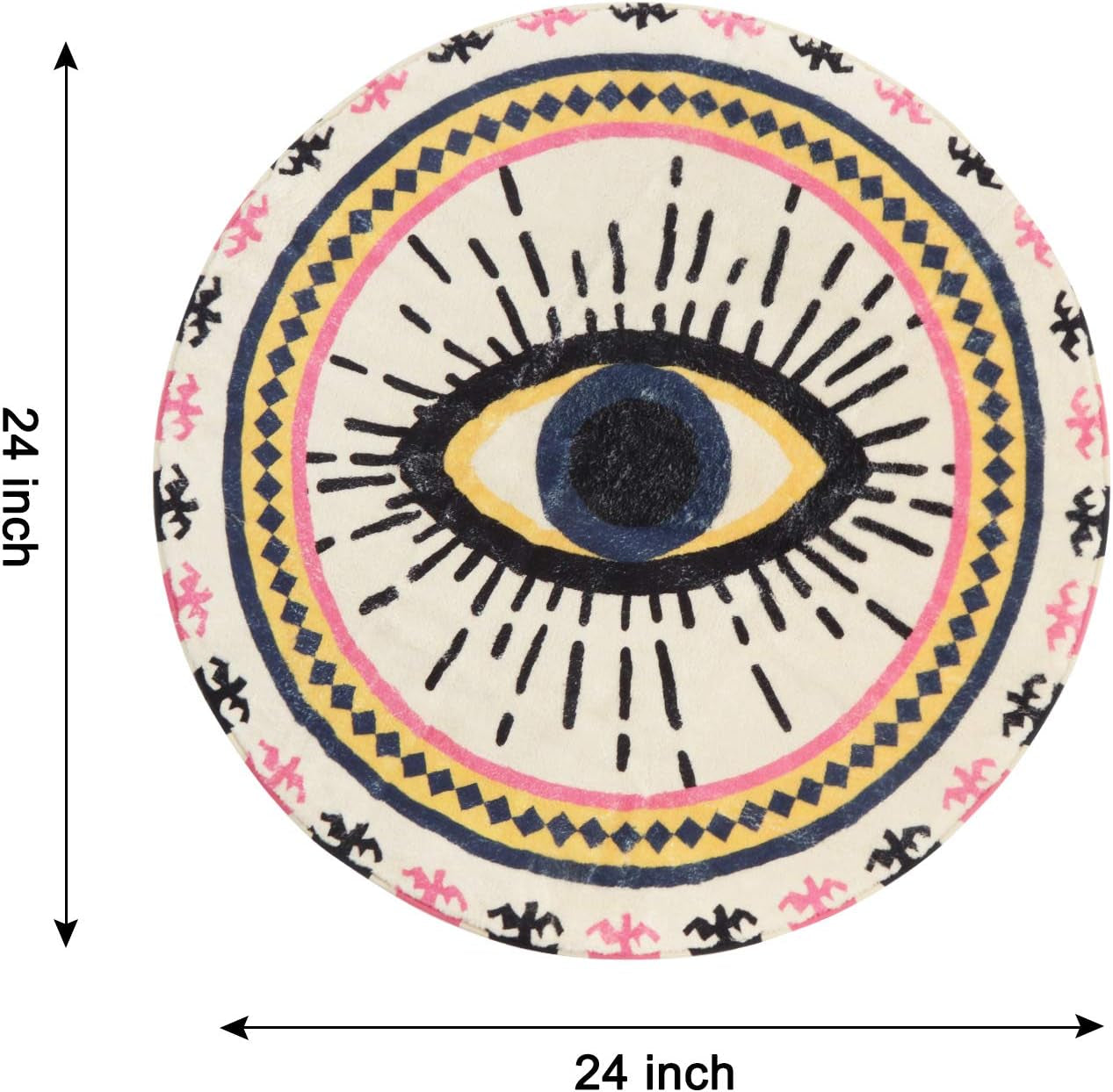 Spirit Eye round Area Rugs 2Ft Super Soft Velvet Vintage Throw Rug Non-Slip Creative Tribal Style Floor Carpet for Bedroom Living Room Nursery Decor