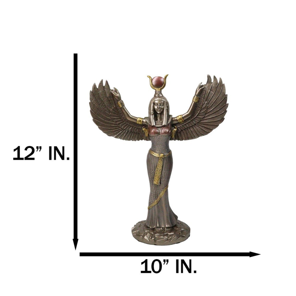 12"H Egyptian Theme Isis with Open Wings Goddess of Magic & Nature Sculpture
