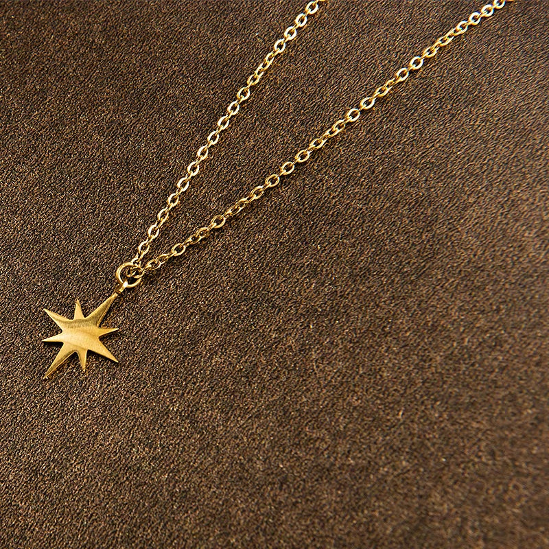 316 L Stainless Steel Necklace for Women Gold Plated Star Pendant Clavicle Necklaces Fahion Jewelry Valentine'S Day Gift