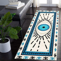 Evil Eye Runner Rug 2’X 5’ Non-Slip Washable Kitchen Area Rug Boho Chic Distressed Tribal Decorative Soft Velvet Creative Floor Carpet Bath Rug for Bedroom Living Room Entryway Hallway