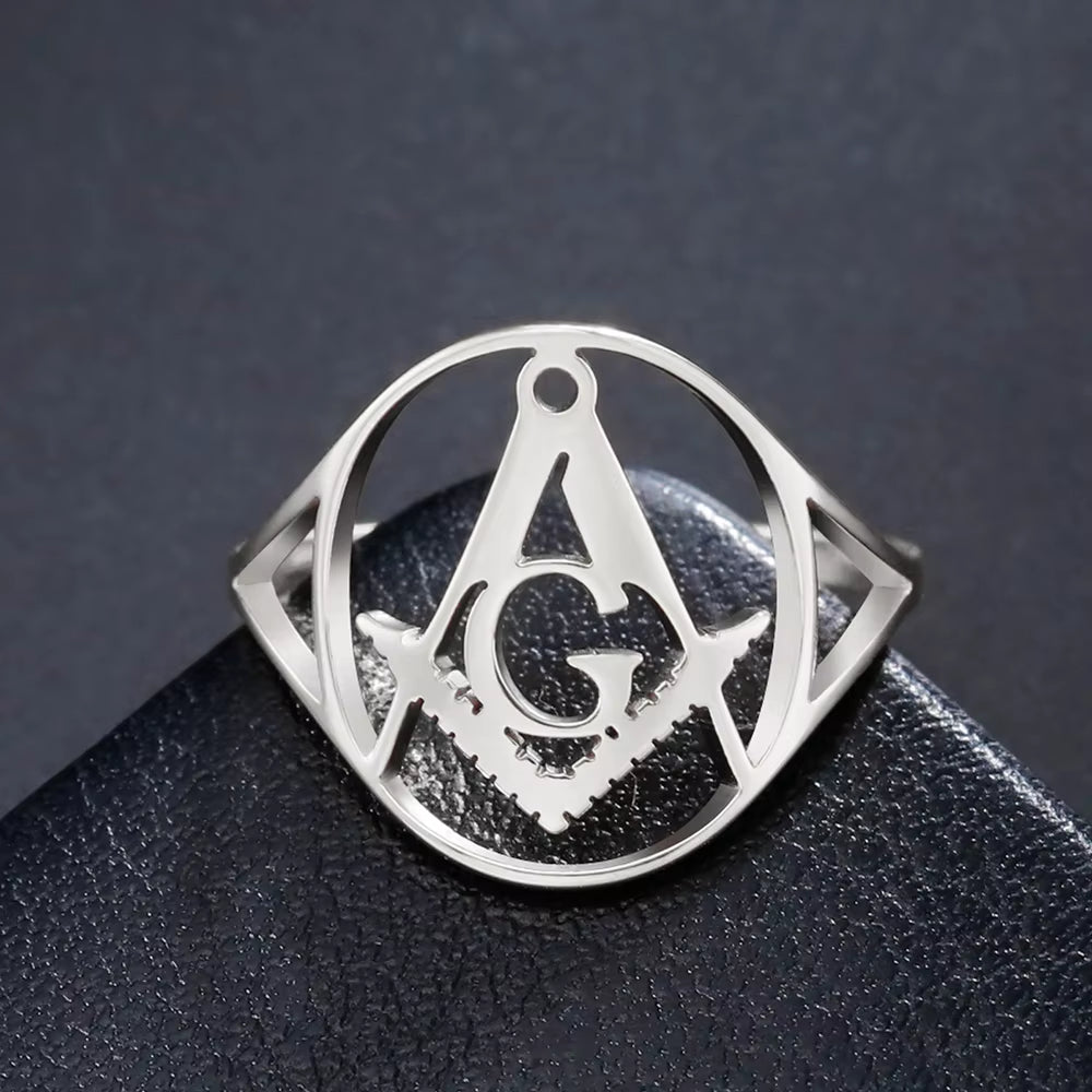 Masonic Ring for Men Mason Ring Masonic Freemason Symbol Ring Vintage Retro Religious Amulet Stainless Steel Jewelry