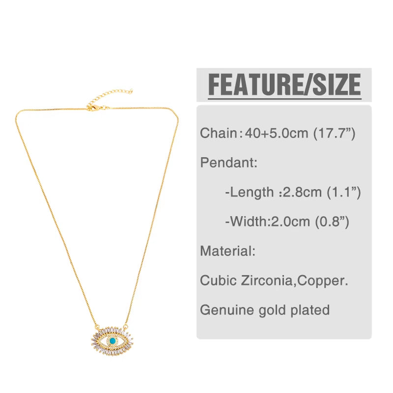 Gold Color Evil Eye Necklaces for Women Cubic Zirconia Turkish Blue Eye Necklaces Lucky Amulet Jewelry Olho Grego Nkeq01