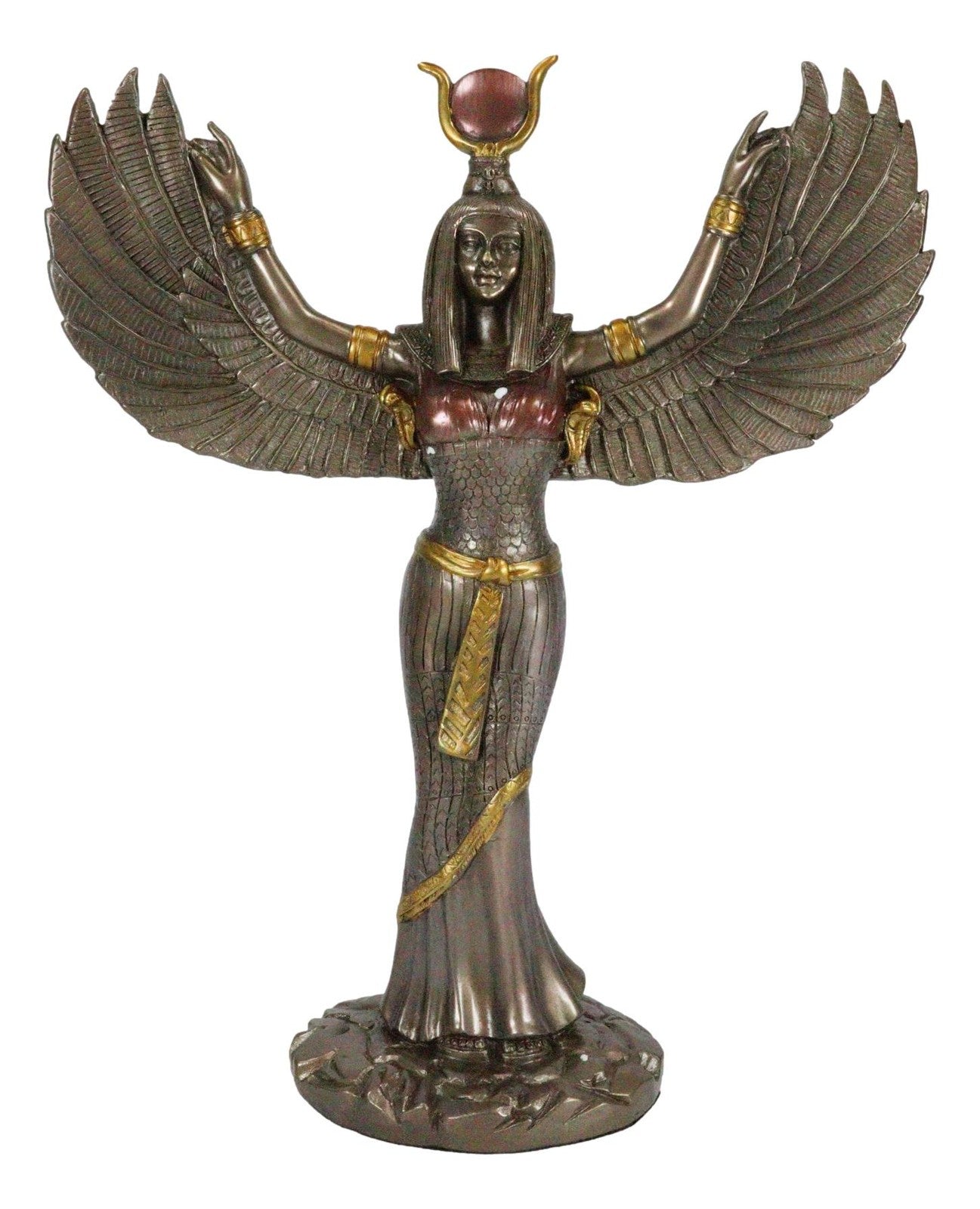 12"H Egyptian Theme Isis with Open Wings Goddess of Magic & Nature Sculpture