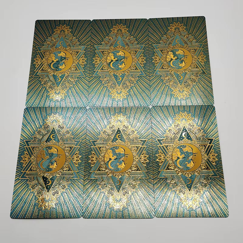 New Gold Tarot Cards Beautiful Waterproof Deck Mystery Board Game Colorful Divination Oracle with Gift Box