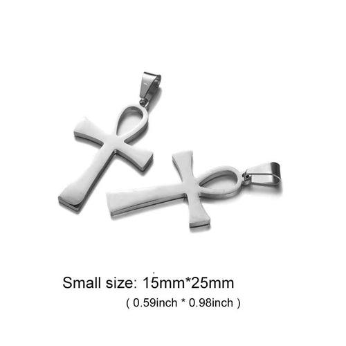 10Pcs/Lot Egypt Symbol Stainless Steel Charm Ankh Pendant Charms Fit Necklace DIY Jewelry Making