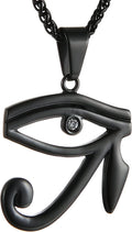 CZ Eye of Horus Egypt Protection Pendant on Stainless Steel Necklace Ancient Egyptian Symbol of Protection