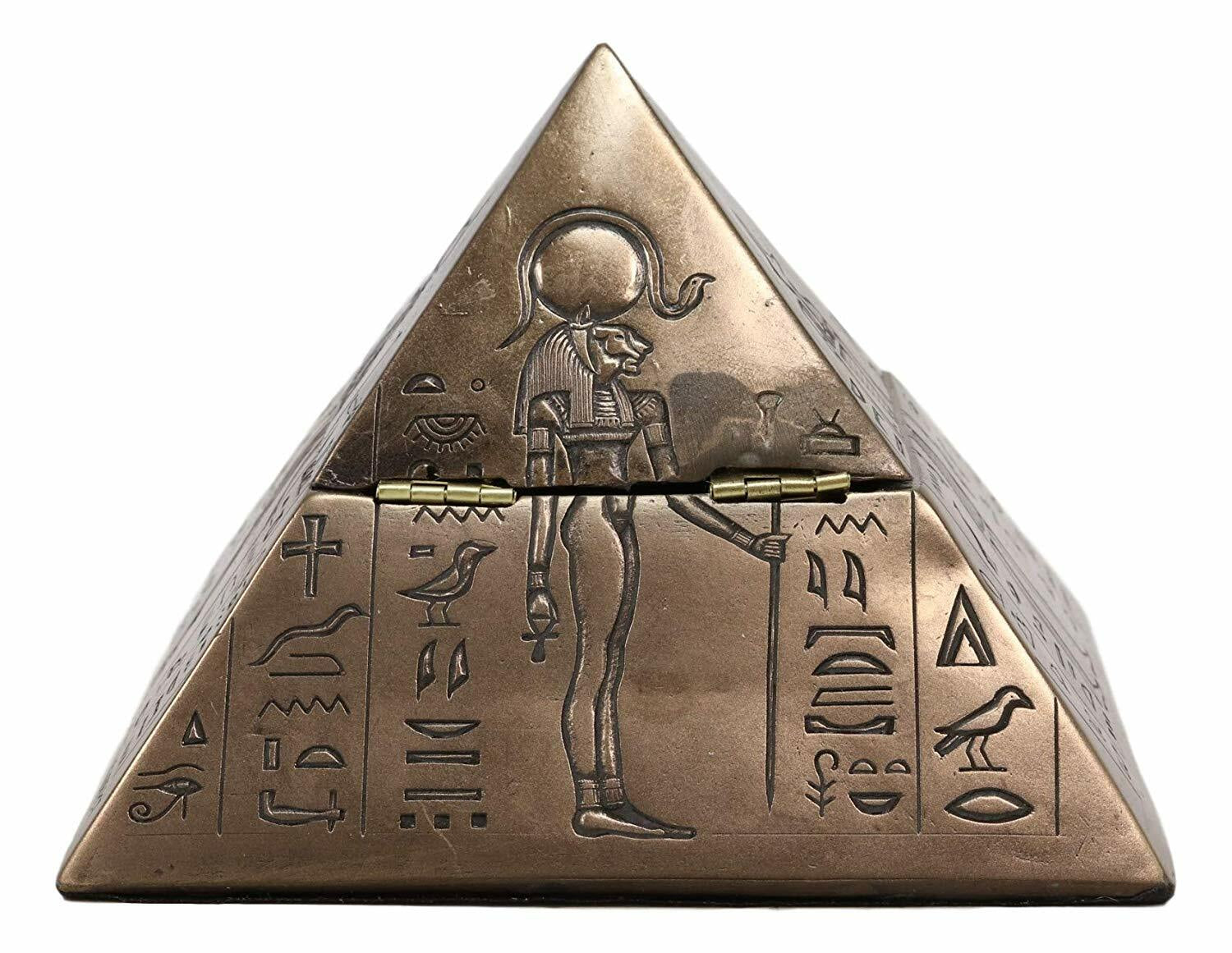 Egyptian Gods Pyramid Trinket Box Egypt Jewelry Container Figurine Statue 8076