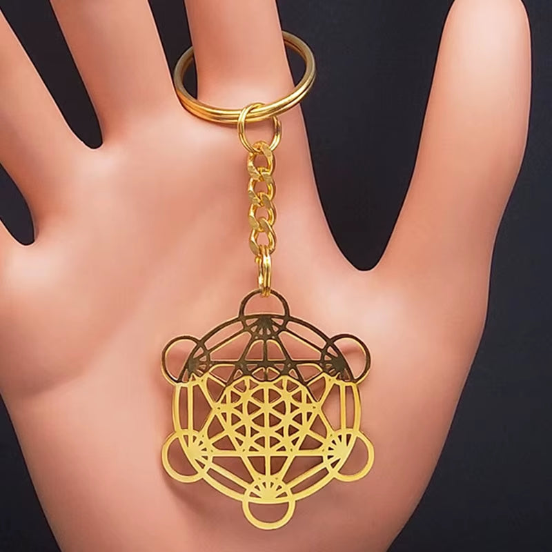 Flower of Life Chakra Spiritual Necklace for Women Stainless Steel Sacred Geometry Metatron Cube Salomon Men Collar Jewelry