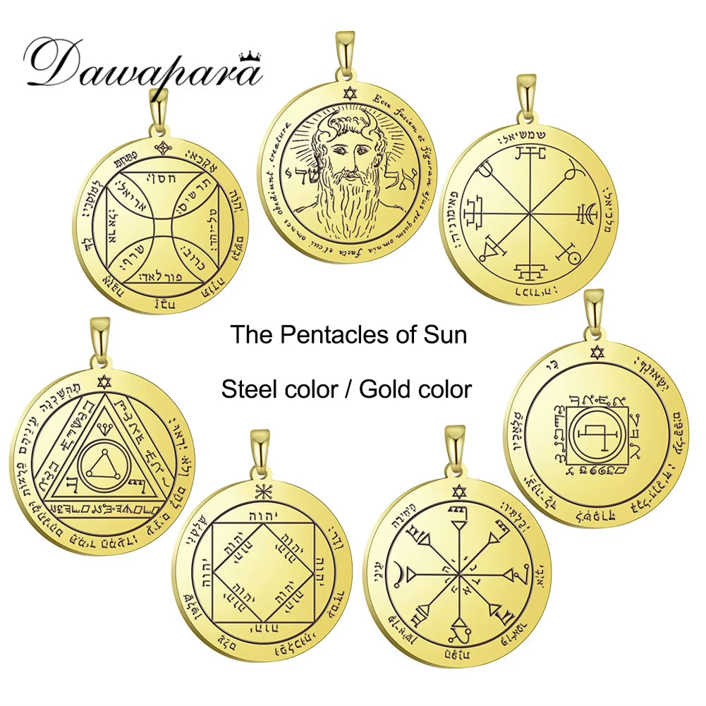 Solomon Pendants Pentacle of the Sun Amulet Pendant for Necklaces Stainless Steel Jewelry Talisman Accessories
