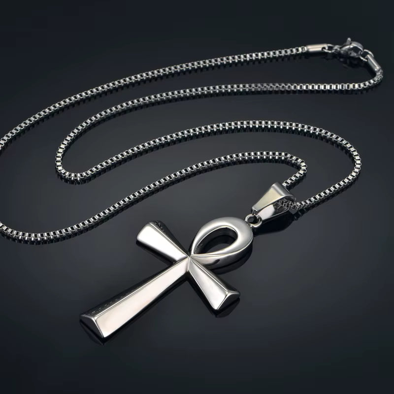 Dropshipping Egyptian Ankh Cross Pendant Necklace 19" 22" 24" Gold Color Stainless Steel Necklace for Women Egypt Jewelry XL811