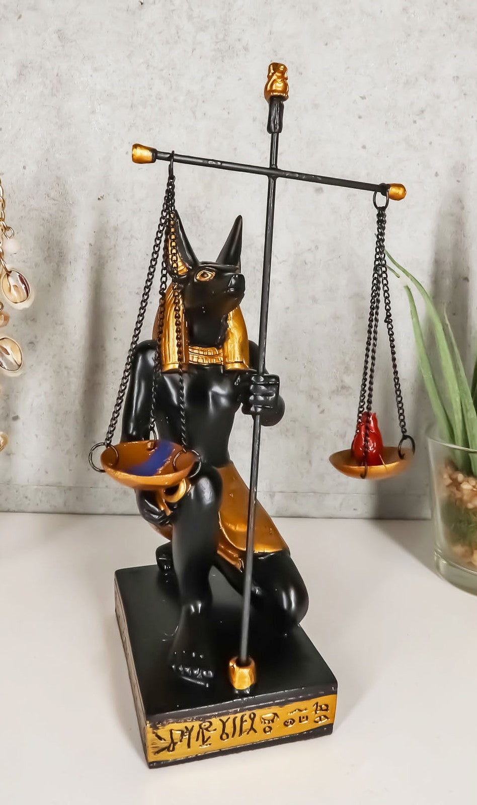 Ancient Egyptian Mythology Anubis Dog Holding Scale of Justice Statue Home Decor