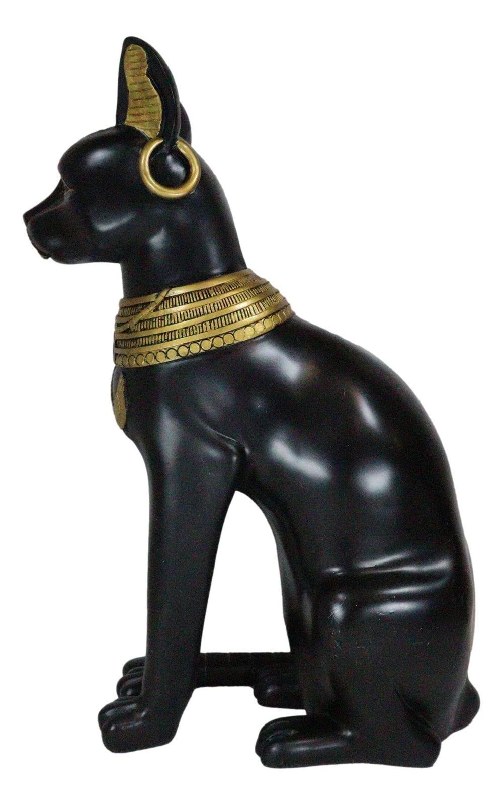 Ebros Large Egyptian Sitting Cat Bastet Statue in Black and Gold Finish 20"Tall