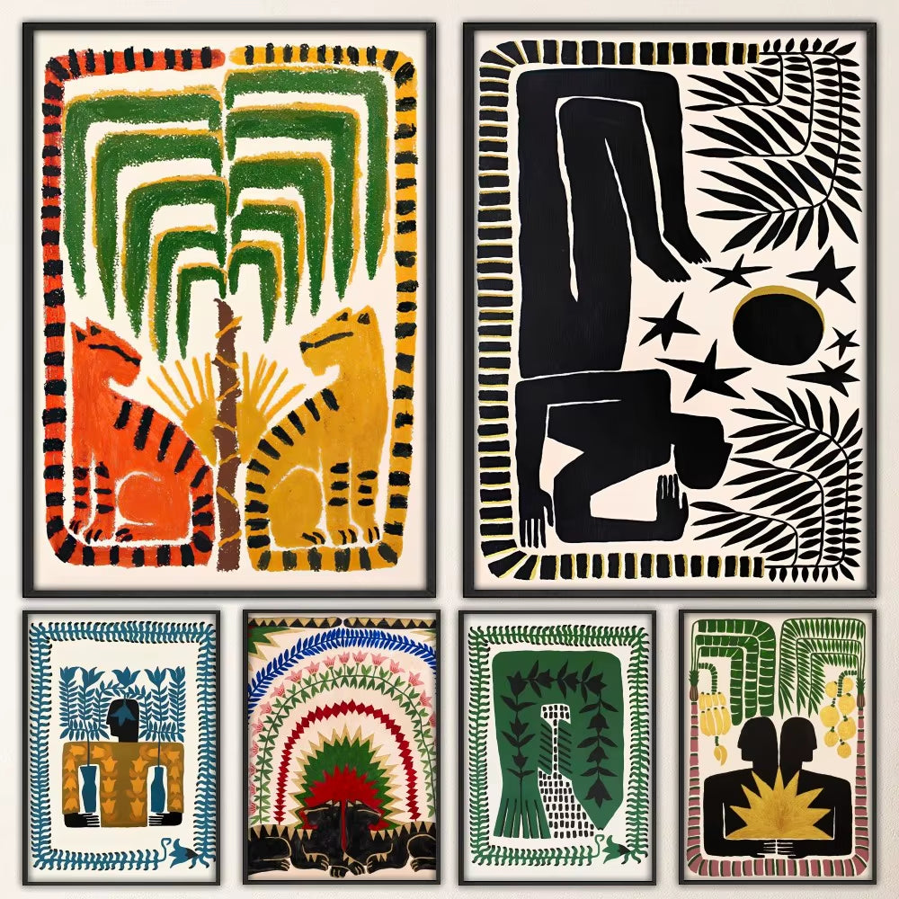 Ancient Egypt Abstract Classic Anime Poster Fancy Poster Wall Sticker for Living Room Bar Vintage Decorative Painting Middle