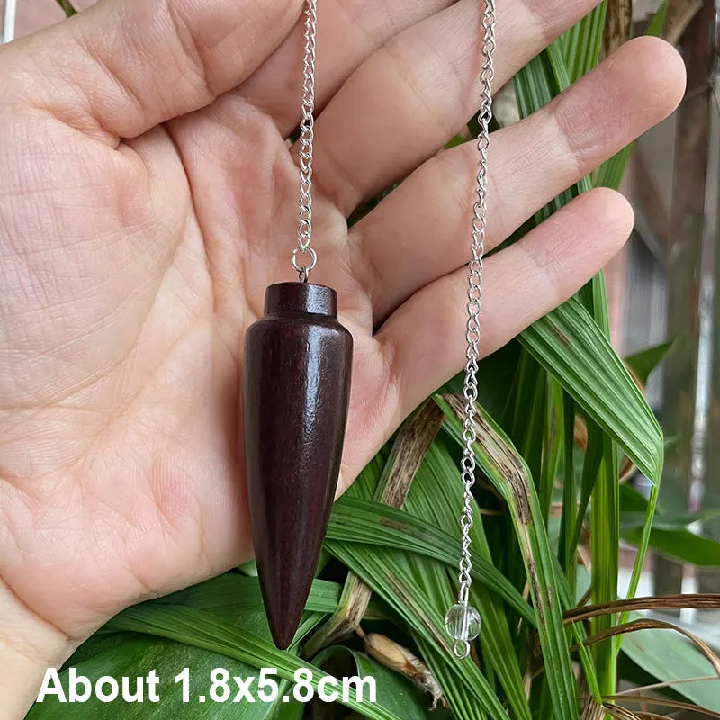 Natural Wooden Pendulum for Divination Dowsing Karnak Egyptian Wood Pendant Pendulums Chakra Chain Healing Spiritual Pendulos