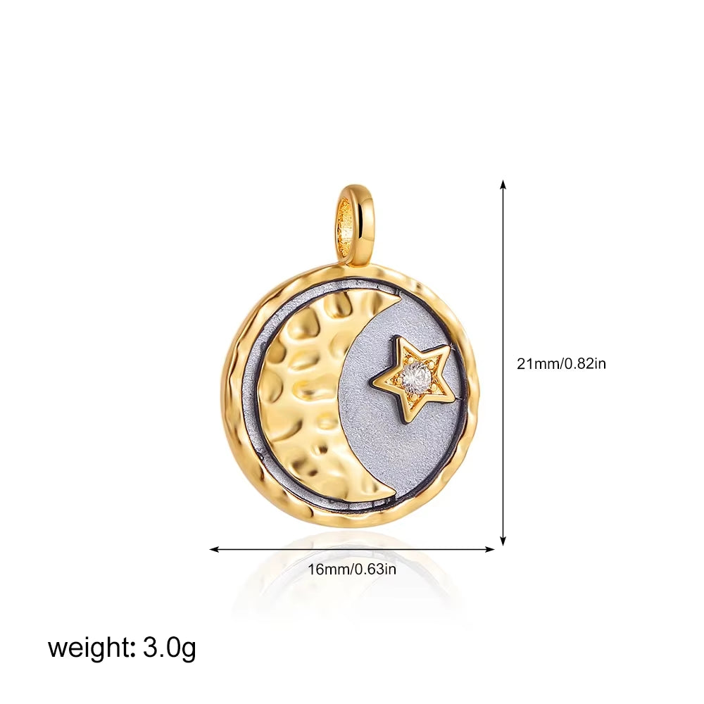 Exquisite Waterproof Moon Star Sun Evil Eyes Pendant for Women Charms Gold Color DIY Accessories Stainless Steel Jewelry