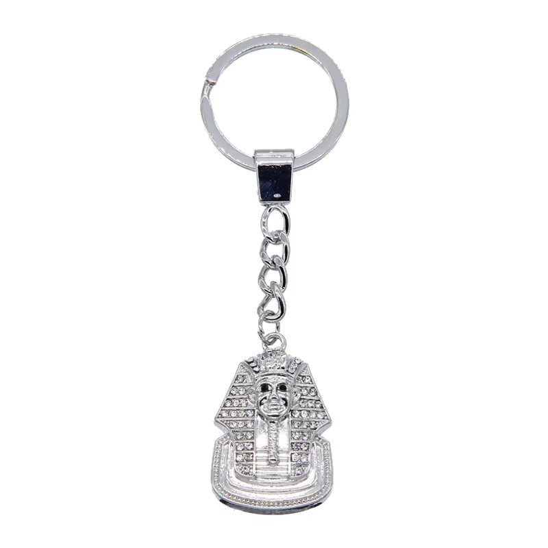 Egypt Pharaoh Sphinx Pendant Keychain Iced Out Bling Rhinestones Hip Hop Egyptian Key Chain Jewelry Wholesale