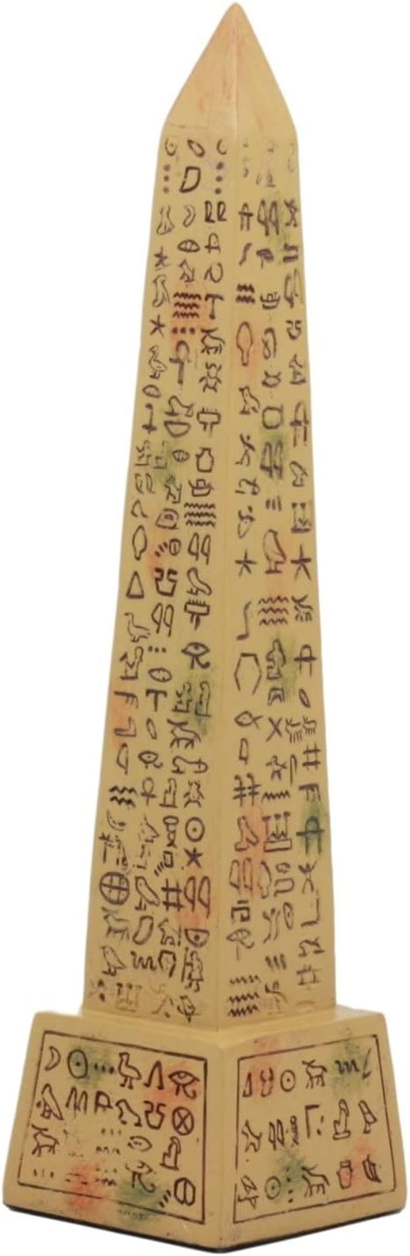 Ebros Egyptian Temple of Ra Desert Obelisk with Hieroglyphs Statue 8" Tall Ancient Egypt Landmark Obelisks Pillar Tower Figurine (Sandstone Brown)