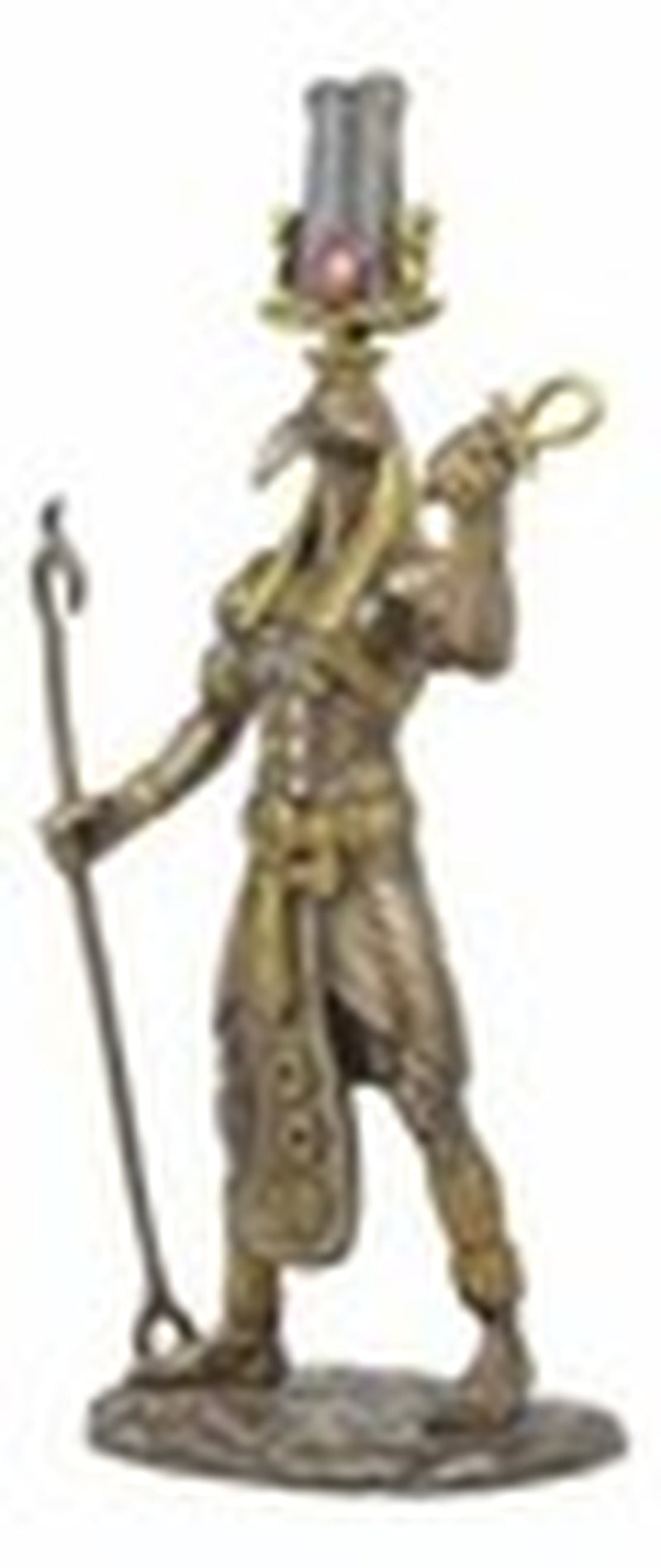 Bronzed Egyptian God of Technology Ibis Headed Thoth Holding Was and Ankh Statue