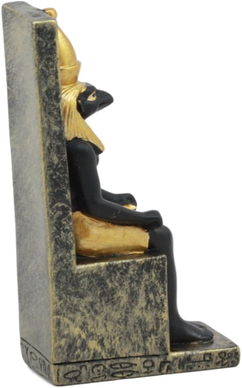 Ebros Egyptian Classical Deities Miniature Figurine Gods of Egypt Dollhouse Miniature Statue Legends of Ancient Egypt Educational Sculpture Collectible (Horus Seated on Throne)