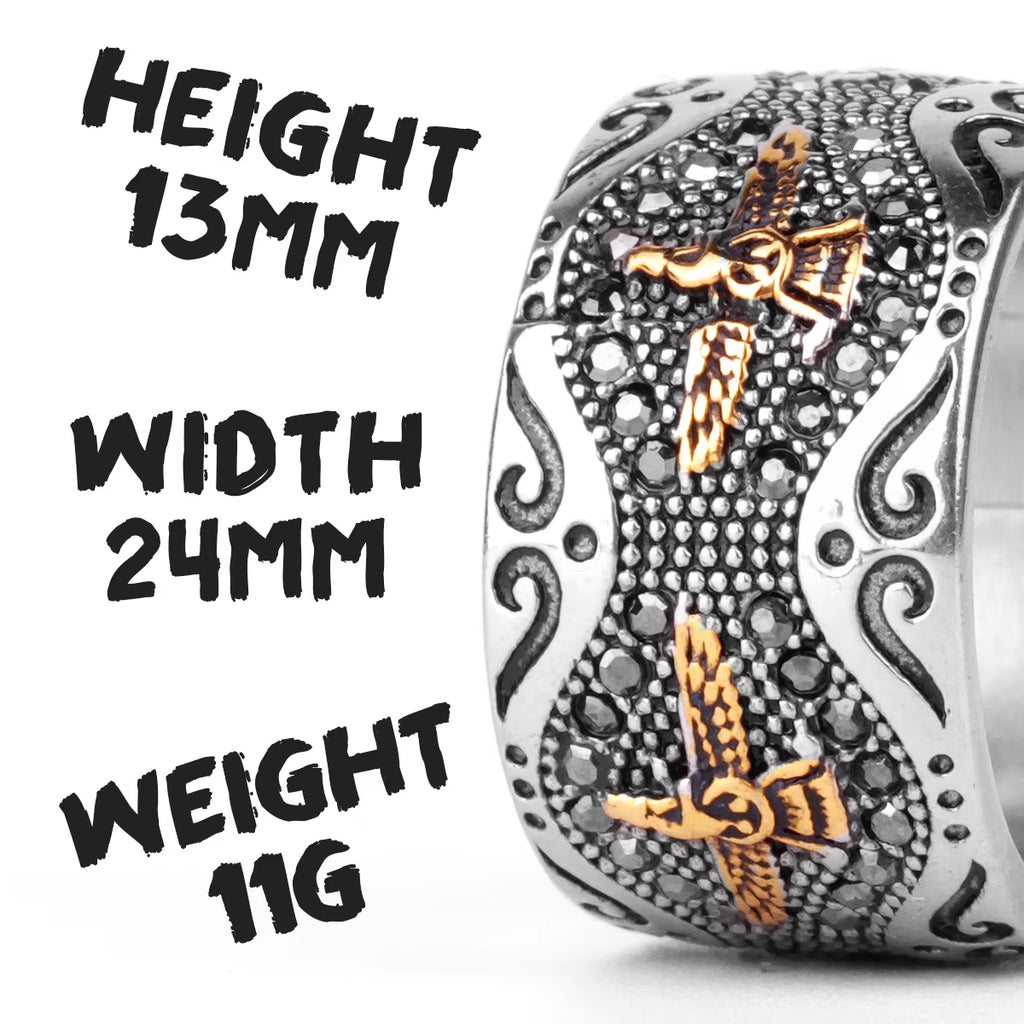 Ancient Historical Persia Zarathustra Stainless Steel Men Rings Luxury Punk Hiphop for Biker Jewelry Creativity Gift Wholesale