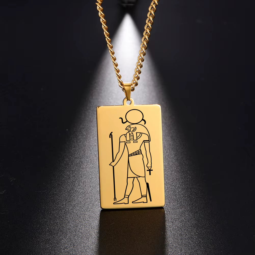 Gold Plated 15 Egyptian God Talisman Pendant Men Women Necklace Egypt God of Magic Wisdom Thoth Ibis-Head Amulet Jewelry Gifts