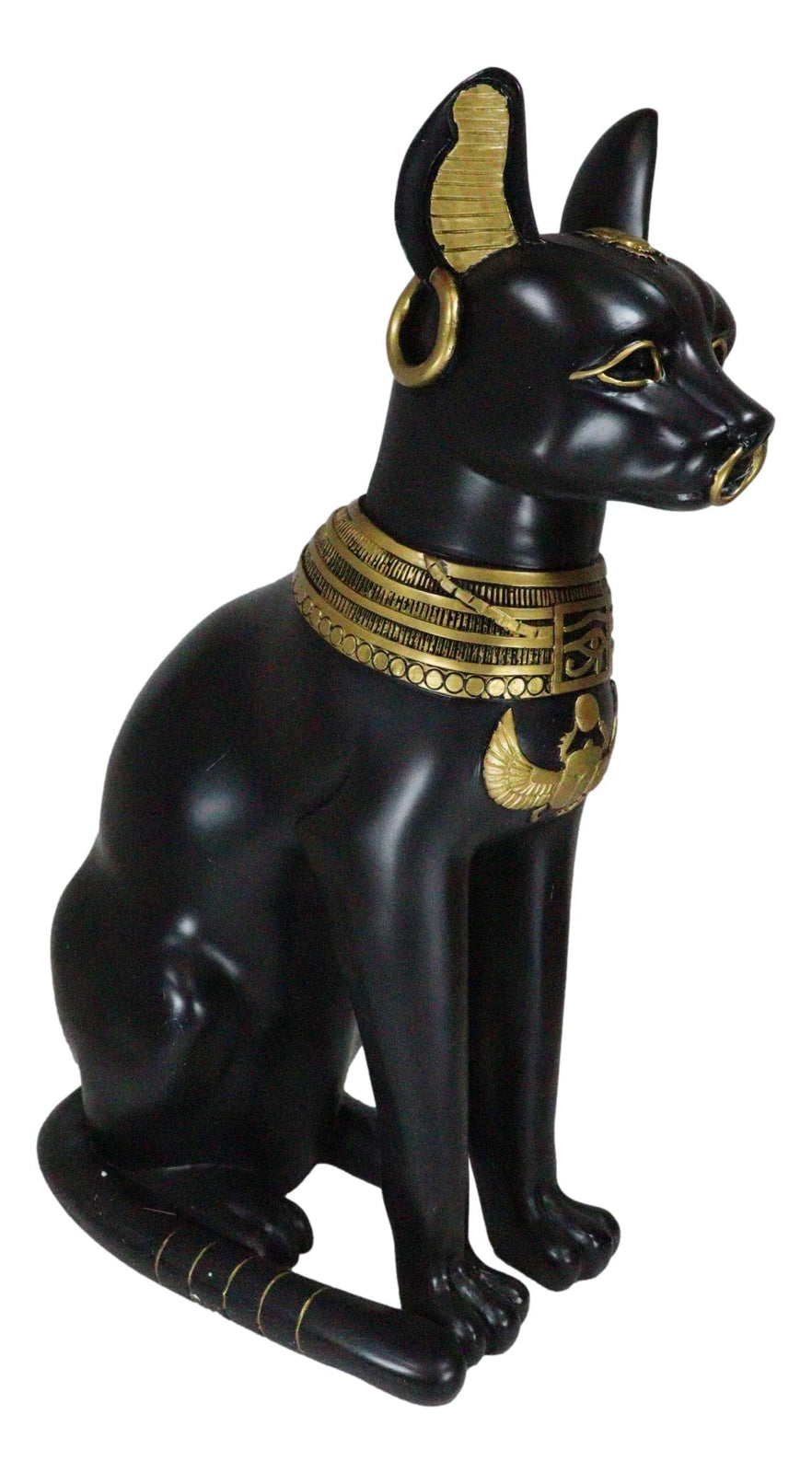 Ebros Large Egyptian Sitting Cat Bastet Statue in Black and Gold Finish 20"Tall