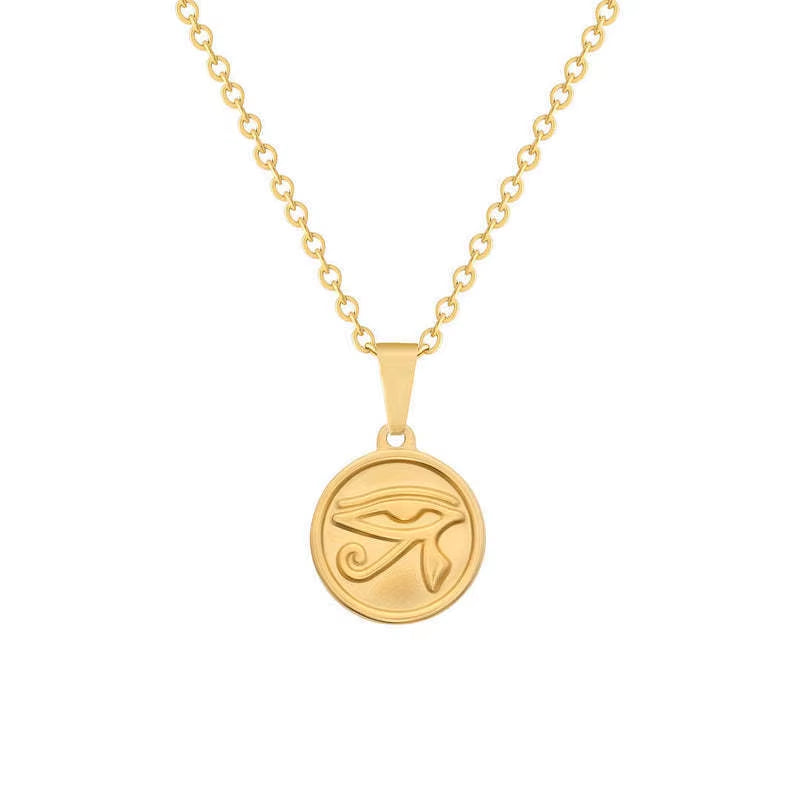 Stainless Steel Ancient Egypt Symbol Necklace Vintage Egyptian Pharaoh Eye of Horus Pendant Necklaces for Women Fashion Jewelry