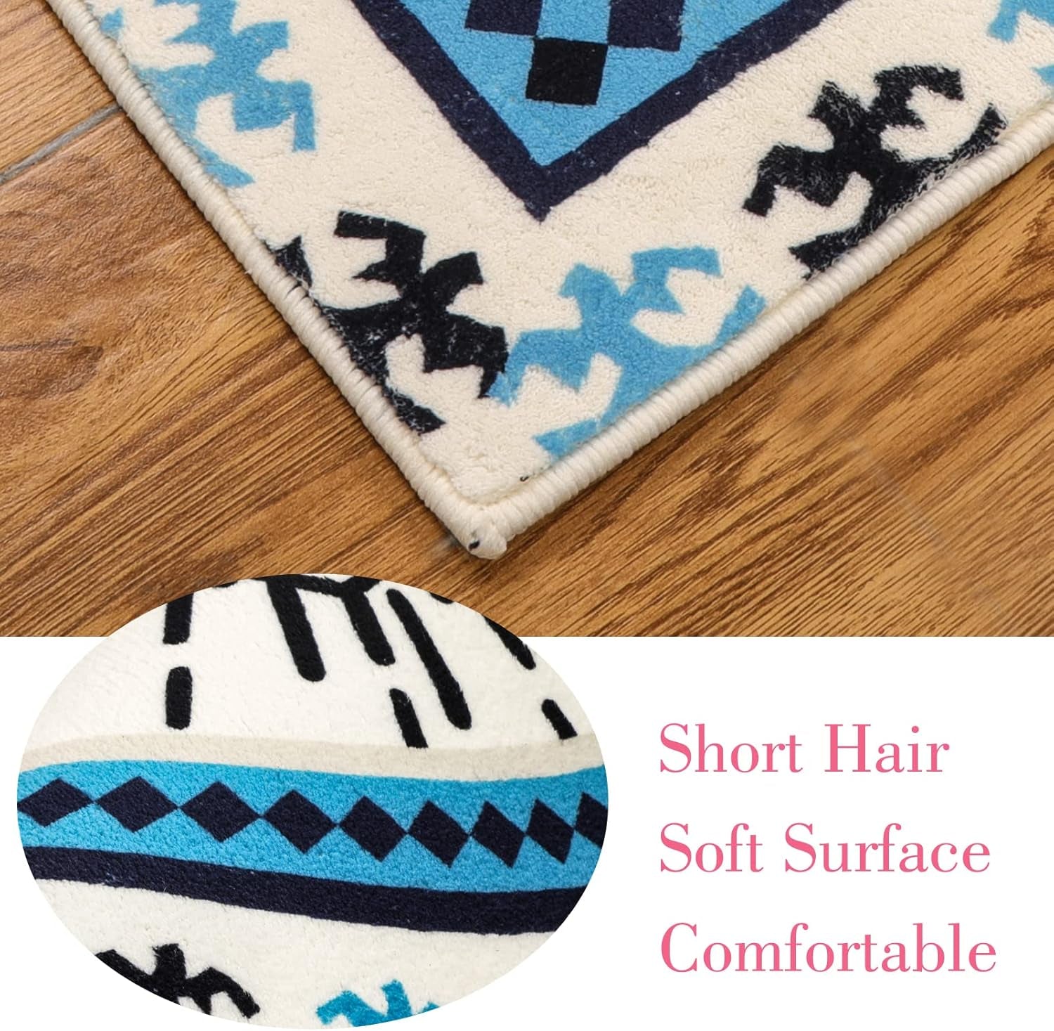 Evil Eye Runner Rug 2’X 5’ Non-Slip Washable Kitchen Area Rug Boho Chic Distressed Tribal Decorative Soft Velvet Creative Floor Carpet Bath Rug for Bedroom Living Room Entryway Hallway