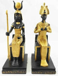 Egyptian King Queen Goddess Isis & God Osiris Sitting on Throne Figurine Set