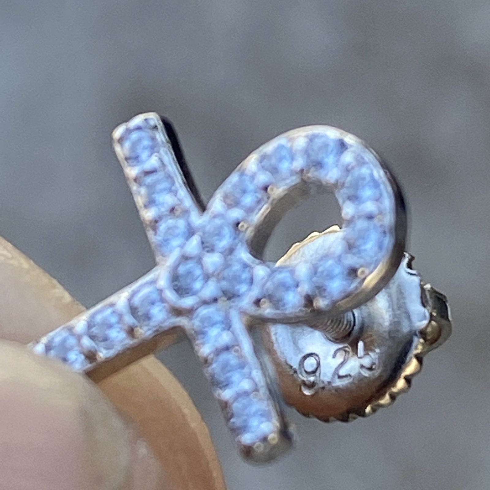 925 Sterling Silver Egyptian Ankh Cross Earrings Iced Flooded Out CZ Screw Back