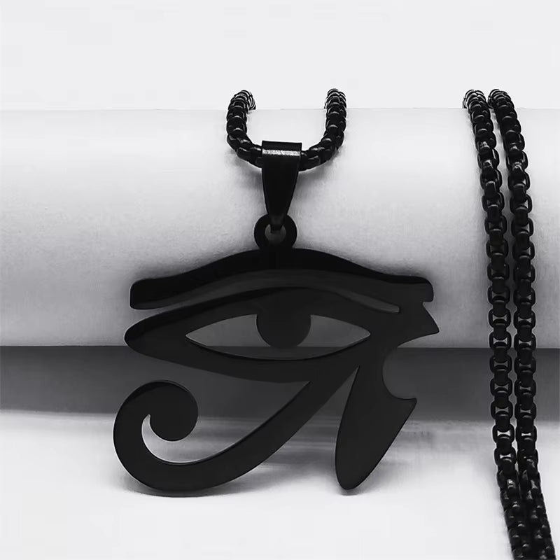 Stainless Steel Egyptian Eyes Chain Necklaces Men Statement Mythology Eye of Ra Horus Symbol Necklace Jewelry Bijoux Femme N4540