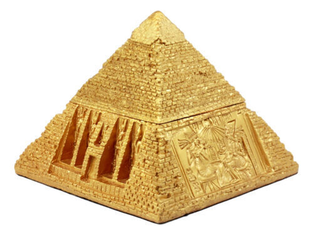 Ebros Egyptian Tomb Golden Pyramid of Deities Gods Jewelry Ornament Box 7"L