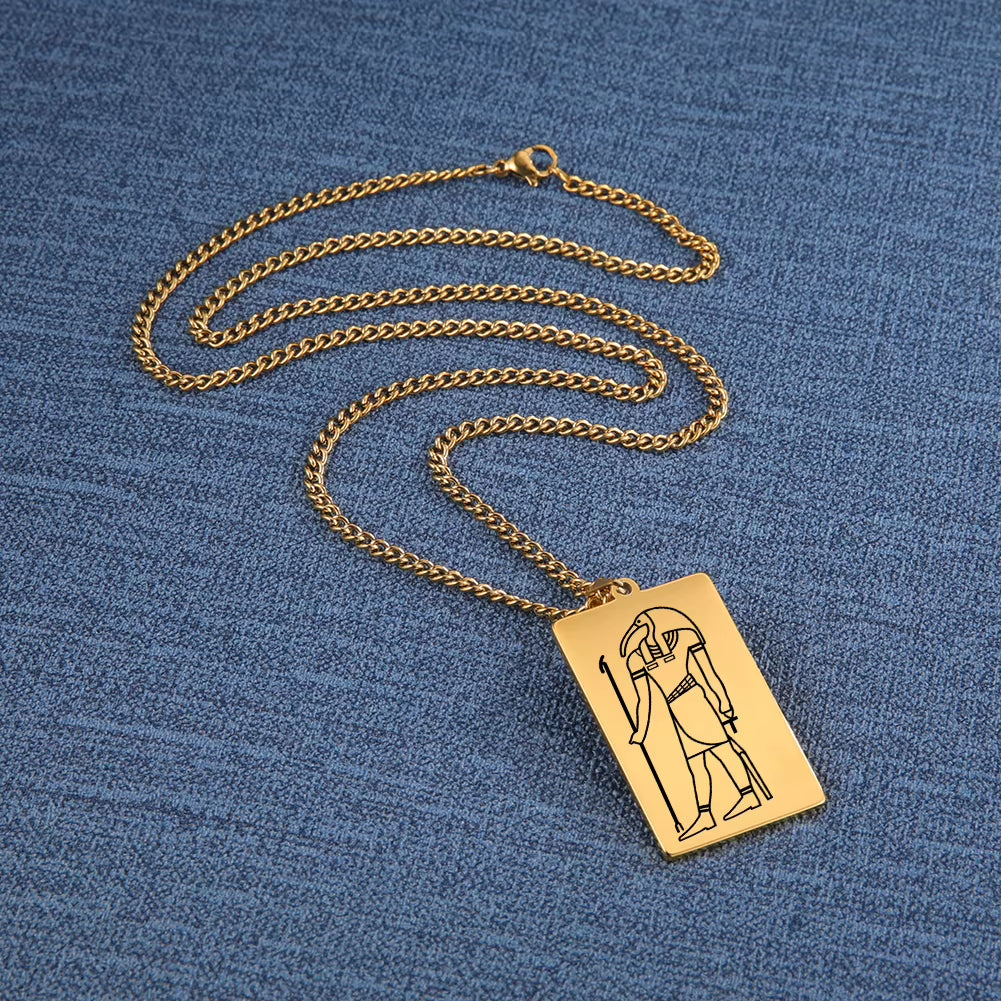Gold Plated 15 Egyptian God Talisman Pendant Men Women Necklace Egypt God of Magic Wisdom Thoth Ibis-Head Amulet Jewelry Gifts