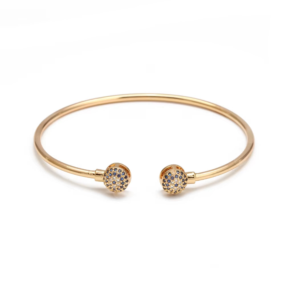 Open Cuff Bracelet Bangle Gold Silver Color Copper Micro Pave Zircon Evil Eye Bangle for Women Men Fashion Jewelry