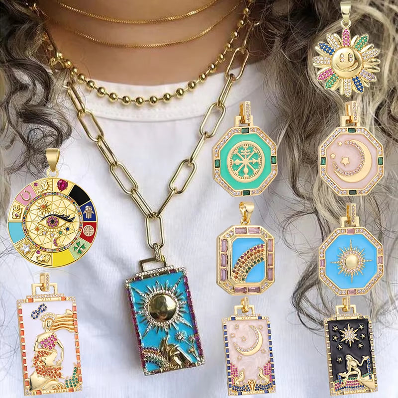 Handicraft Custume Accessories Greek Gods Evil Eye Crescent Moon Star Enamel Charms for DIY Pendant Collar Jewelry Making
